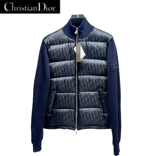 DIOR-09157 디올 네이비 Dior Oblique 퀄팅 다운 재킷 남성용