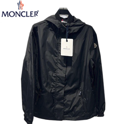 MONCL**-03297 몽클레어 블랙 나일론 바람막이 후드 재킷 여성용