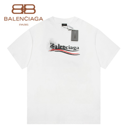 BALENCIAGA-03137 발렌시아가 화이트 프린트 장식 티셔츠 남여공용
