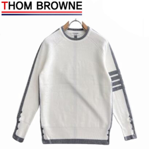 THOM BROWNE-03107 톰 브라운 화이트 스트라이프 장식 스웨터 남성용