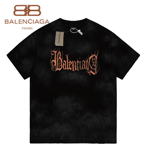 BALENCIAGA-05287 발렌시아가 블랙 프린트 장식 빈티지 티셔츠 남여공용