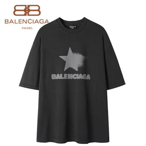 BALENCIAGA-05317 발렌시아가 블랙 프린트 장식 티셔츠 남여공용