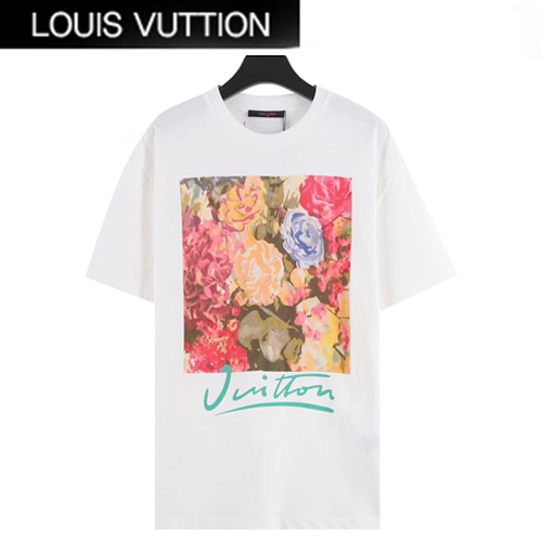LOUIS VUITTON-07286 루이비통 화이트 플라워 프린트 장식 티셔츠 남성용