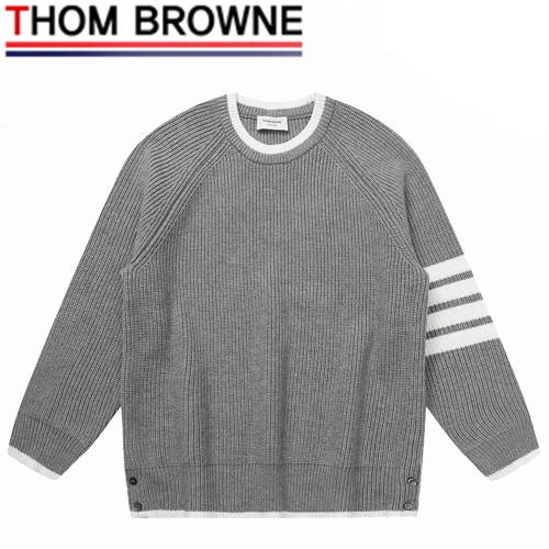 THOM BROWNE-11027 톰 브라운 그레이 스트라이프 장식 스웨터 남여공용
