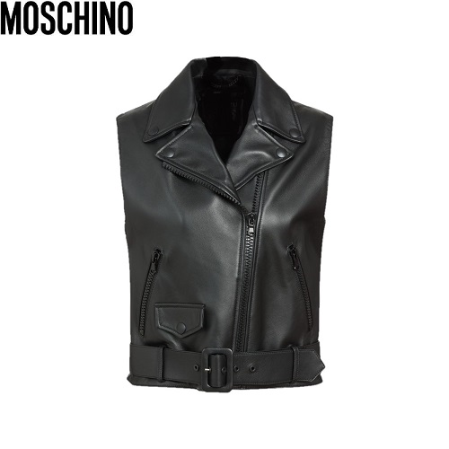 [스페셜오더]MOSCHINO-191D 모스키노 블랙 램스킨 테디 베어 조끼 여성용 자켓