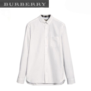 BURBERRY-39961141 버버리 체크 디테일 화이트 코튼 옥스퍼드 셔츠
