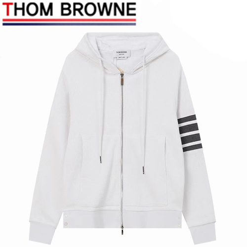 THOM BROWNE-03015 톰 브라운 화이트 스트라이프 장식 후드 재킷 남여공용