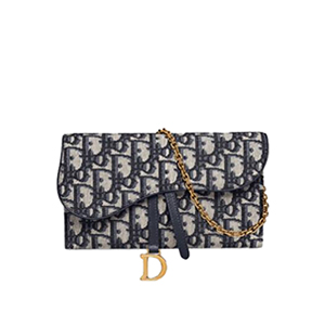 [스페셜오더]DIOR-S5614 디올 블루 Dior Oblique 자카드 패브릭 SADDLE 새들지갑