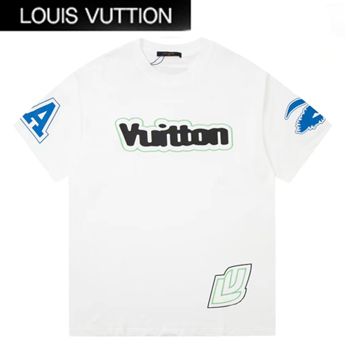 LOUIS VUITTON-07297 루이비통 화이트 프린트 장식 티셔츠 남여공용