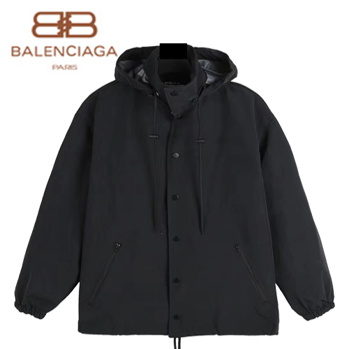 BALENCIAGA-08147 발렌시아가 블랙 프린트 장식 바람막이 후드 재킷 남여공용