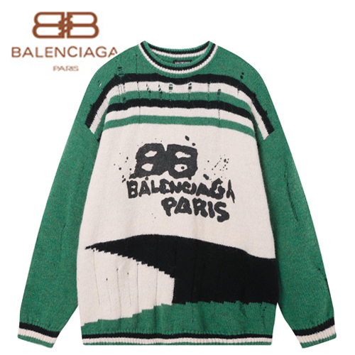 BALENCIAGA-11278 발렌시아가 그린 프린트 장식 스웨터 남여공용