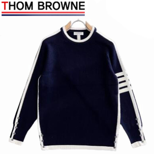 THOM BROWNE-03108 톰 브라운 네이비 스트라이프 장식 스웨터 남성용