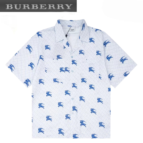 BURBERRY-06058 버버리 화이트/블루 TB 로고 셔츠 남성용