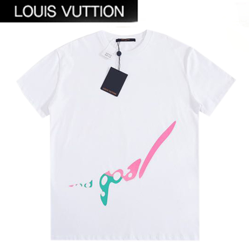 LOUIS VUITT**-03108 루이비통 화이트 프린트 장식 티셔츠 남여공용