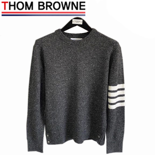 THOM BROWNE-09288 톰 브라운 차콜 그레이 스트라이프 장식 스웨터 남여공용