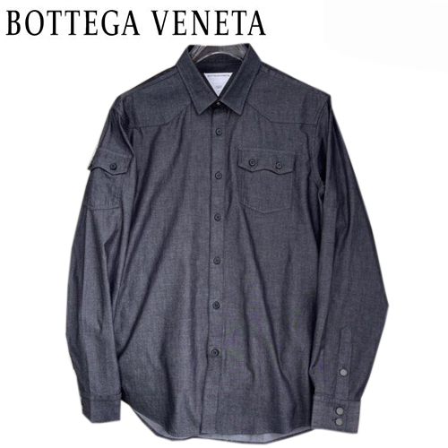 BOTTEGA VENE**-03048 보테가 베네타 블랙 아플리케 데님 셔츠 남성용