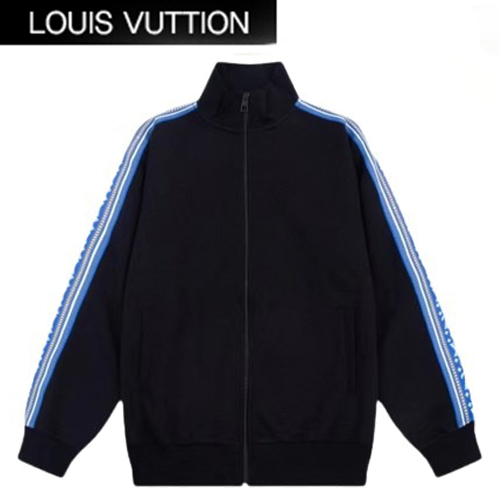 LOUIS VUITTON-08248 루이비통 블랙/블루 LV 시그니처 스트라이프 장식 스웨트재킷 남여공용