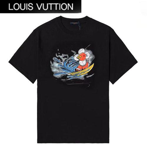 LOUIS VUITTON-06138 루이비통 블랙 프린트 장식 티셔츠 남성용