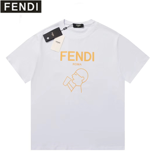 FENDI-05308 펜디 화이트 프린트 장식 티셔츠 남성용