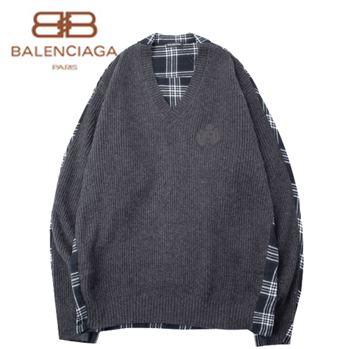 BALENCIAGA-09207 발렌시아가 그레이 체크 무늬 스웨터 남여공용