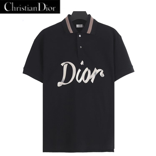 DIOR-07287 디올 블랙 Dior 47 프린트 장식 폴로 티셔츠 남여공용