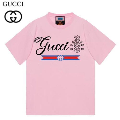 GUCC*-616036 5904 구찌 라이트 핑크 구찌 파인애플 코튼 티셔츠