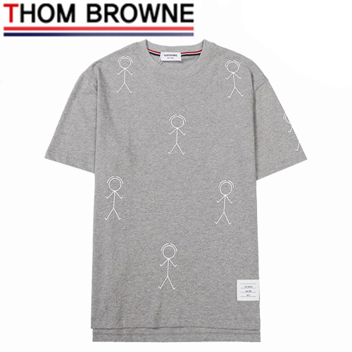 THOM BROWNE-06068 톰 브라운 그레이 프린트 장식 티셔츠 남성용