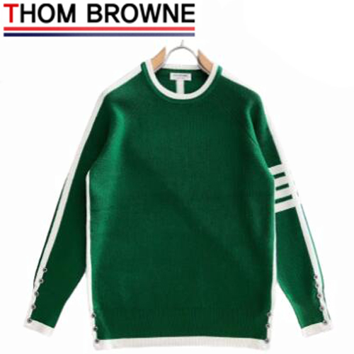 THOM BROWNE-03109 톰 브라운 그린 스트라이프 장식 스웨터 남성용
