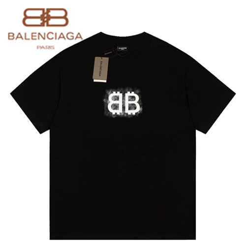 BALENCIAGA-07259 발렌시아가 블랙 프린트 장식 티셔츠 남여공용