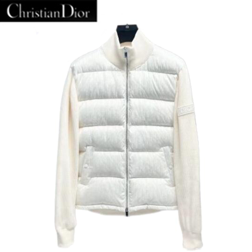 DIOR-09159 디올 화이트 Dior Oblique 퀄팅 다운 재킷 남성용