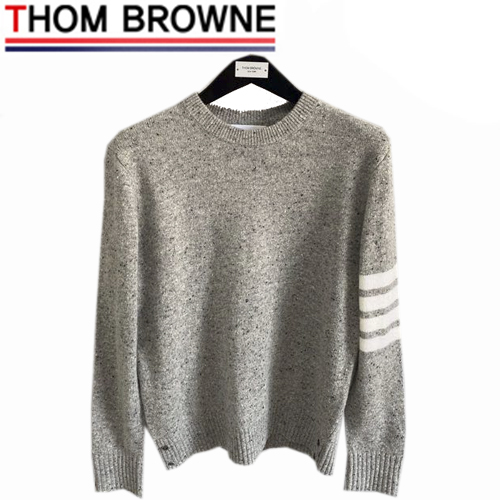 THOM BROWNE-09289 톰 브라운 그레이 스트라이프 장식 스웨터 남여공용
