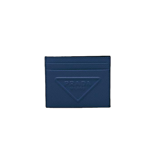 [스페셜오더]PRADA-2MC223 프라다 블루 엠보싱 트라이앵글 로고 카드 홀더