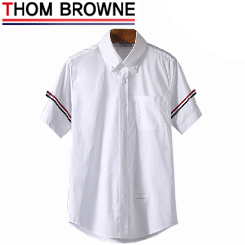 THOM BROW**-05159 톰 브라운 화이트 스트라이프 장식 반팔 셔츠 남여공용
