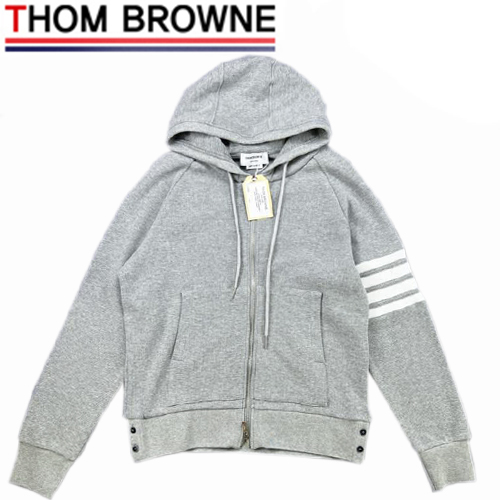 THOM BROWNE-08129 톰 브라운 그레이 스트라이프 장식 후드 재킷 남여공용