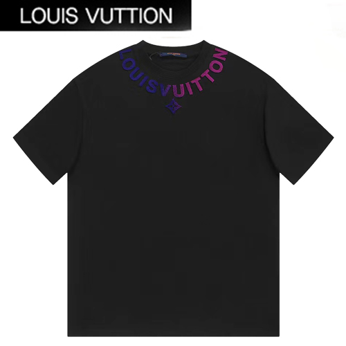 LOUIS VUITTON-06229 루이비통 블랙 아플리케 장식 티셔츠 남여공용