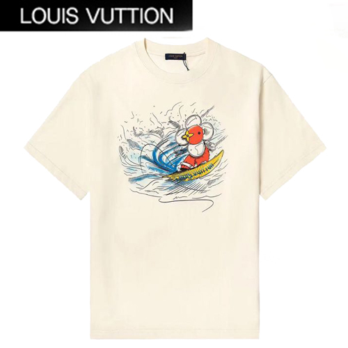 LOUIS VUITTON-06139 루이비통 아이보리 프린트 장식 티셔츠 남성용