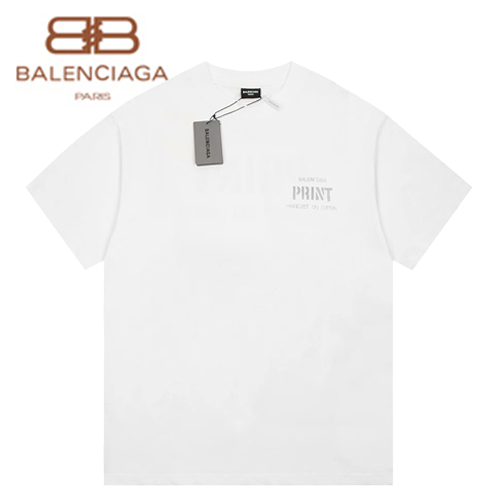 BALENCIAGA-05289 발렌시아가 화이트 프린트 장식 티셔츠 남여공용