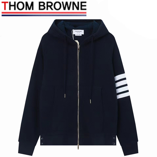 THOM BROWNE-03016 톰 브라운 네이비 스트라이프 장식 후드 재킷 남여공용