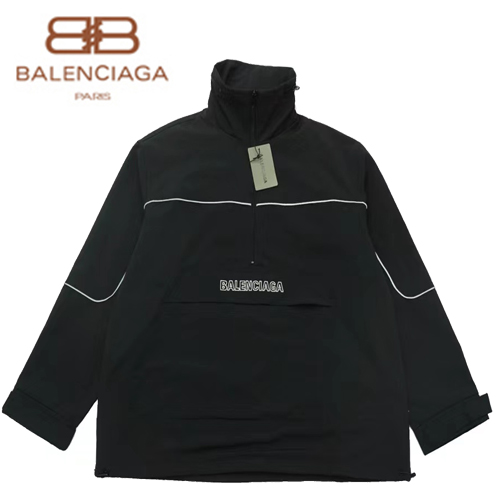 BALENCIAGA-09148 발렌시아가 블랙 아플리케 장식 하프 지퍼 바람막이 재킷 남여공용
