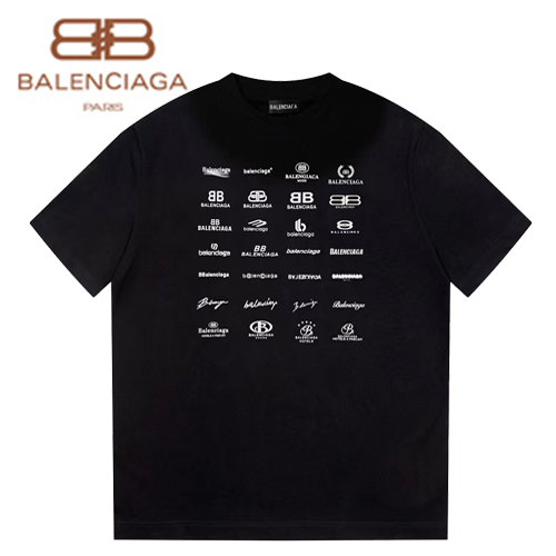 BALENCIAGA-05248 발렌시아가 블랙 프린트 장식 티셔츠 남성용
