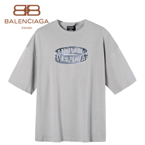 BALENCIA**-05159 발렌시아가 그레이 프린트 장식 티셔츠 남성용