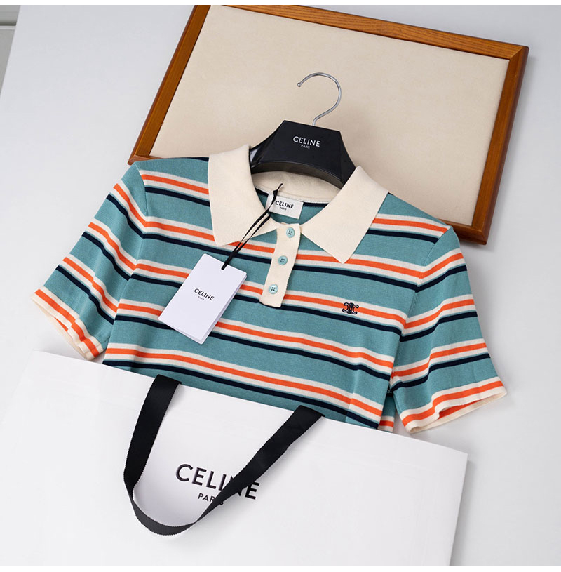 CELINE-06122 셀린느 2026년 여성용 수메르 폴로 셔츠
