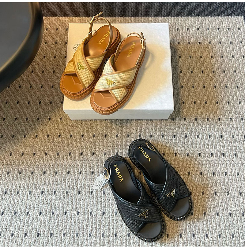 PRADA-06174 프라다 2026ss 여름용 새 직조 크로스솔 샌들