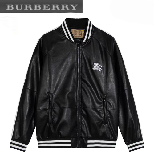 BURBERRY-10145 버버리 블랙 아플리케 장식 PU 재킷 남여공용