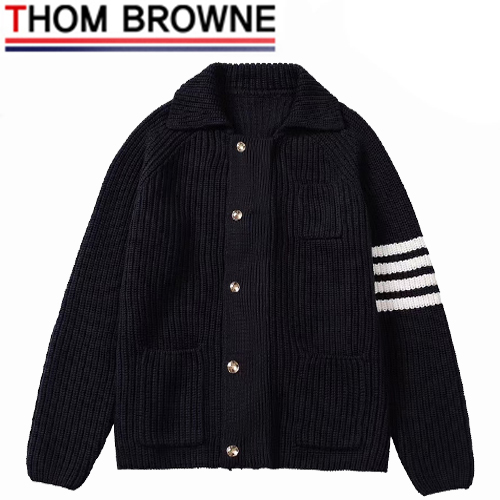THOM BROWNE-09124 톰 브라운 네이비 스트라이프 장식 니트 재킷 남성용