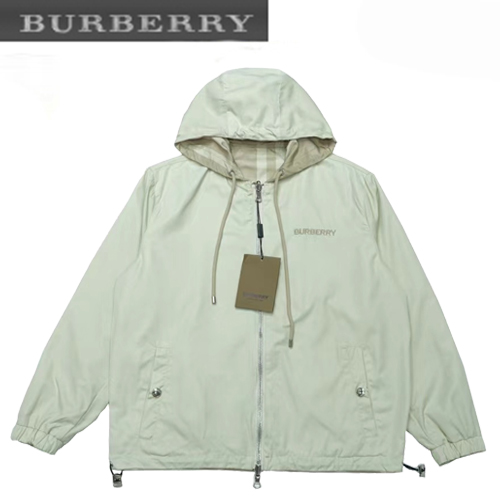BURBERRY-09049 버버리 라이트 그린 체크 무늬 양면 바람막이 후드 재킷 남여공용
