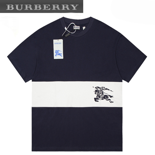 BURBERRY-071812 버버리 네이비/화이트 아카이브 로고 프린트 장식 티셔츠 남여공용