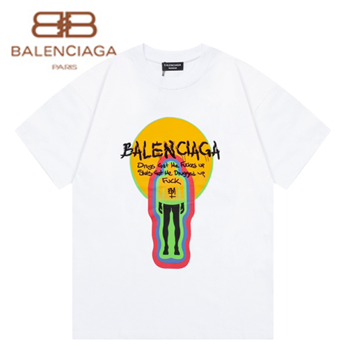 BALENCIAGA-042013 발렌시아가 화이트 프린트 장식 티셔츠 남여공용