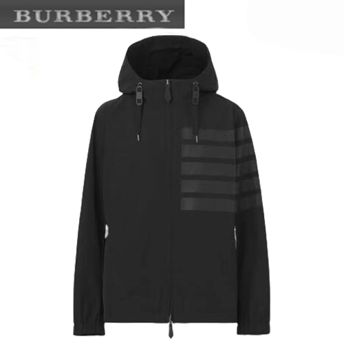 BURBERRY-10167 버버리 블랙 스트라이프 장식 바람막이 후드 재킷 남여공용