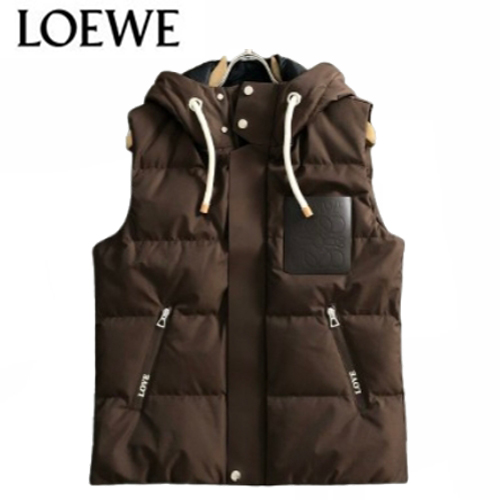 LOEWE-111412 로에베 브라운 로고 패치 장식 패딩 조끼 남성용